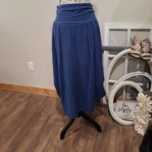 Lands Downunder GAUZY 100% COTTON BLUE Womens Size S. Italy lagenlook maxi skirt